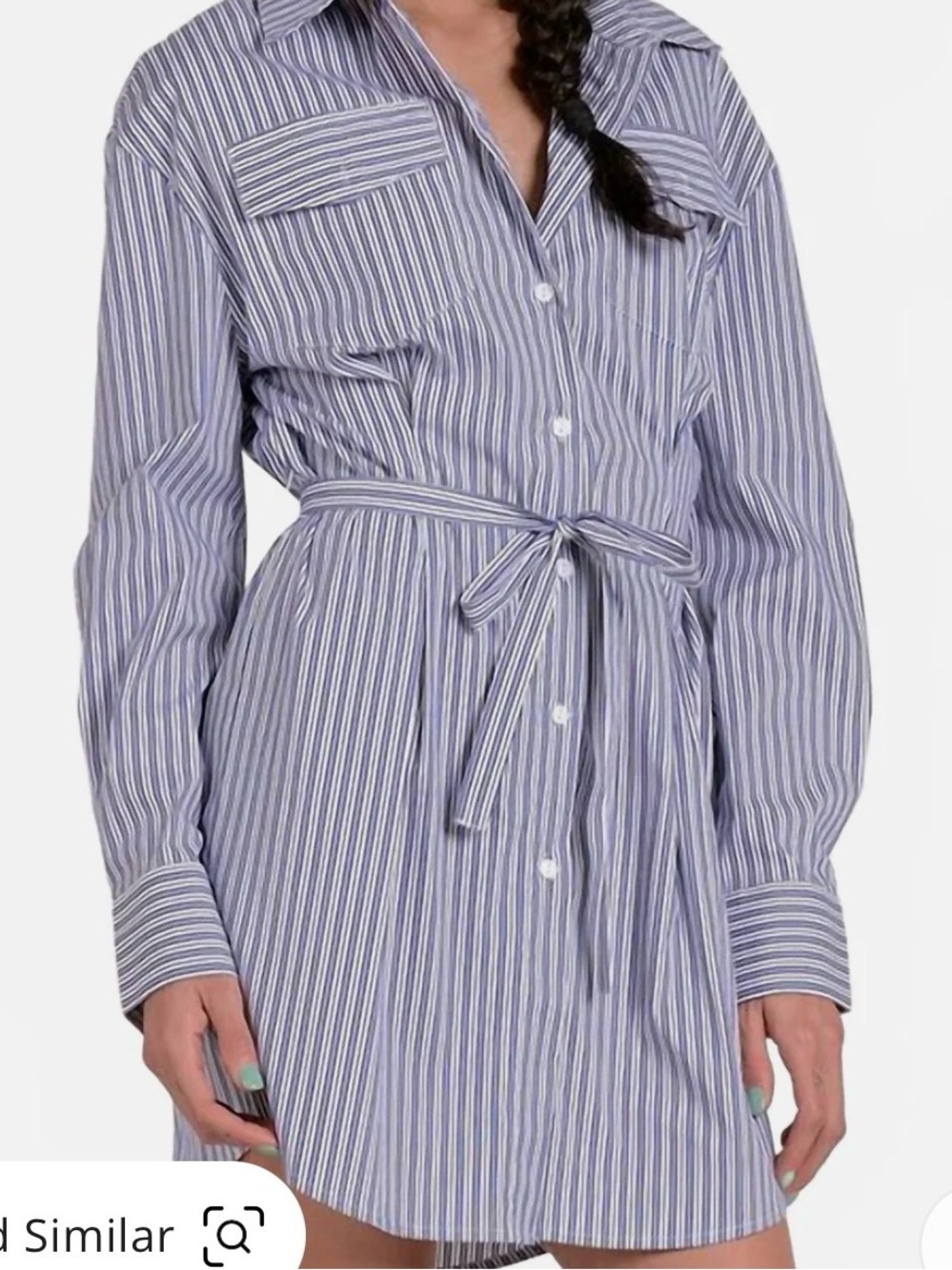 Elan NWT | Women’s Blue & White Striped Shirt Dress | Size S